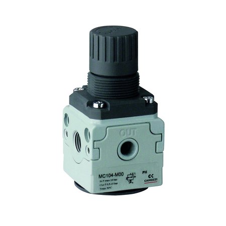 CAMOZZI #Mc104-M00Tf, Mc Series Manifold Pressure Regulator, 1/4" NPT Ports, 0.5-10 Bar Operating Pressure MC104-M00TF